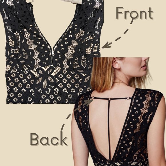 Free People One Million Lovers Lace Dress, Black & Nude, Size 2 - Picture 5 of 6